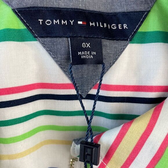 NWT Tommy Hilfiger Half Zip Down Striped Top Size 0X - Picture 7 of 9